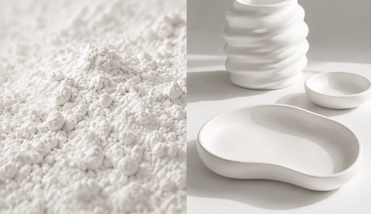 FormCast powder and a finished cast object side by side