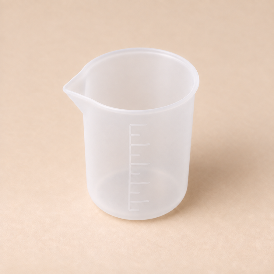 100 ml translucent milky silicone measuring cup with pouring spout and embossed graduations